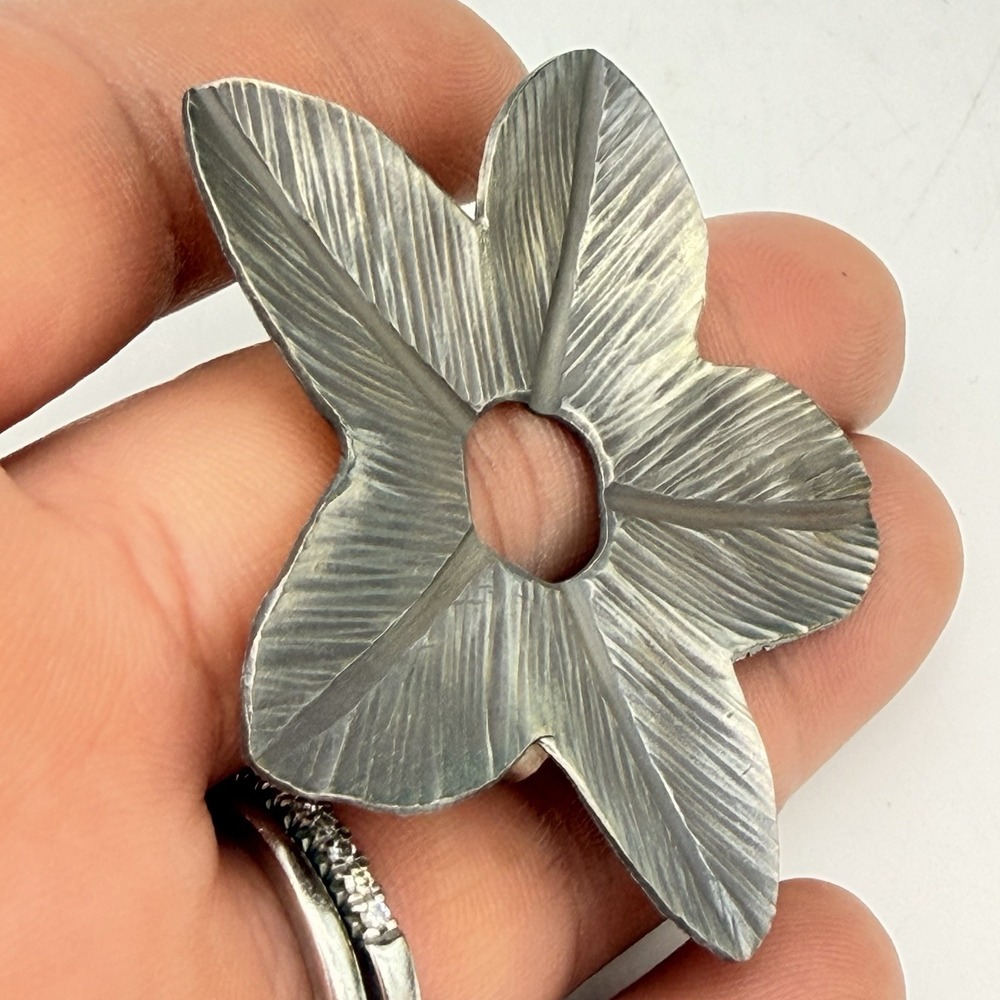 Vtg 999 Fine Silver Star Flowers Soul Pendant Hand Made Shiana Signed - Picture 6 of 8